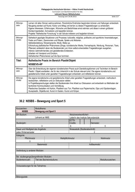 Curriculum zum Bachelorstudium für Hauptschulen / Neue ...