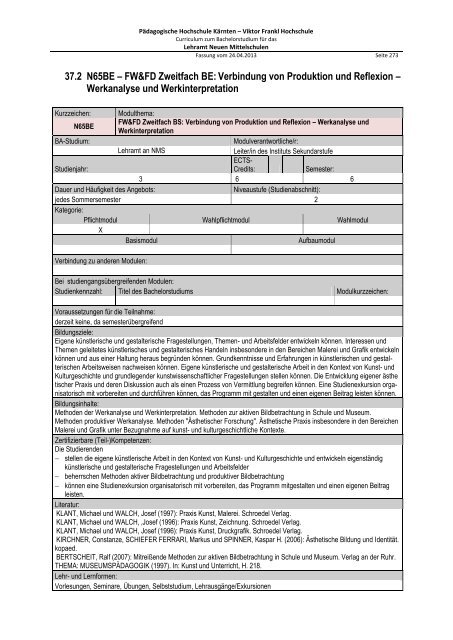 Curriculum zum Bachelorstudium für Hauptschulen / Neue ...