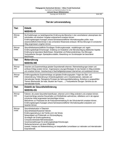 Curriculum zum Bachelorstudium für Hauptschulen / Neue ...