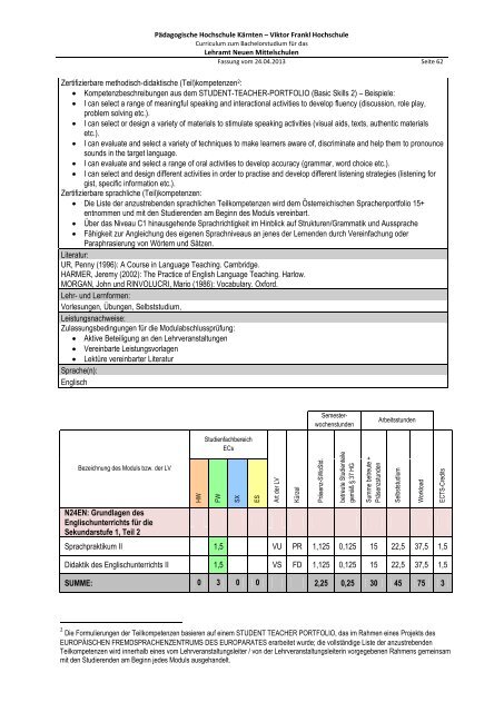 Curriculum zum Bachelorstudium für Hauptschulen / Neue ...