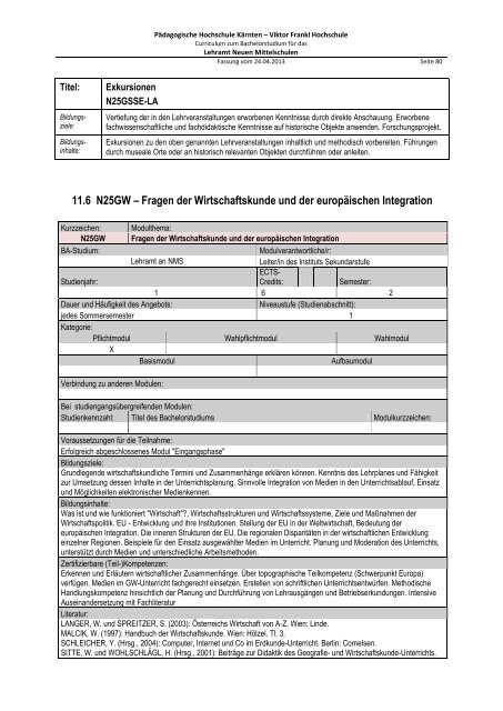 Curriculum zum Bachelorstudium für Hauptschulen / Neue ...