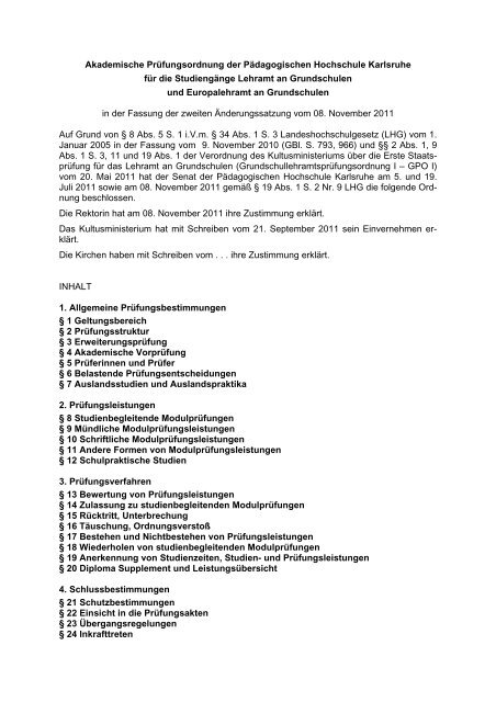 Akademische PrÃ¼fungsordnung fÃ¼r das Lehramt an Grundschulen ...