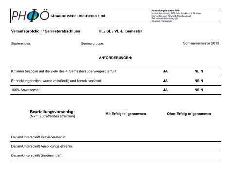 Schulpraktische Studien - Pädagogische Hochschule Oberösterreich