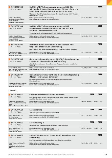 WS 2013-14 Beta 7.indd - Pädagogische Hochschule Vorarlberg