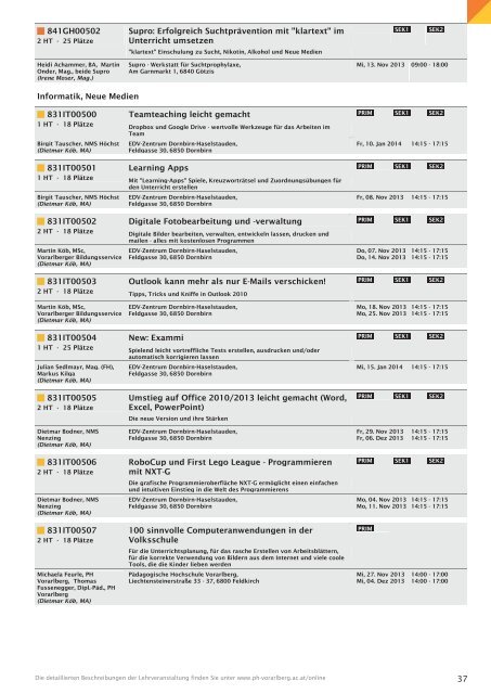 WS 2013-14 Beta 7.indd - Pädagogische Hochschule Vorarlberg