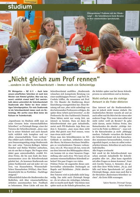 Ausgabe 2, Oktober 2010 - Pädagogische Hochschule Weingarten