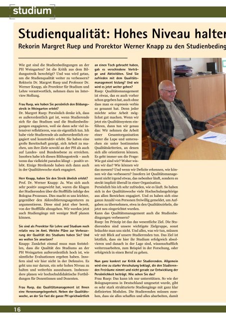 Ausgabe 2, Oktober 2010 - Pädagogische Hochschule Weingarten