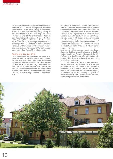 Jahresbericht 2012 - Pädagogische Hochschule Weingarten