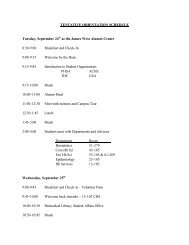 TENTATIVE ORIENTATION SCHEDULE Tuesday, September 24th ...