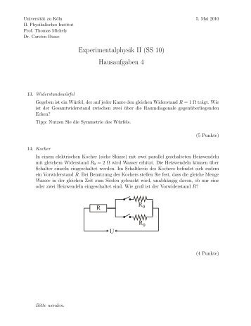 Hausaufgaben 4 - II. Physikalisches Institut, Universität zu Köln