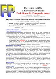 Allgeneine Hinweise zum Praktikum - II. Physikalisches Institut ...