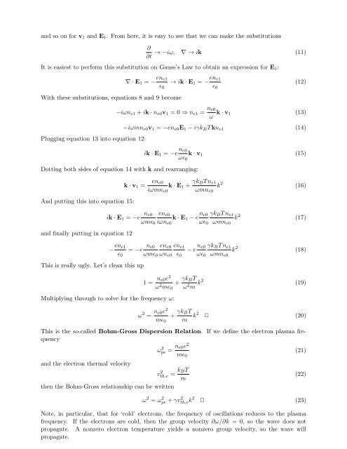 LANGMUIR WAVES - THE BOHM-GROSS DISPERSION RELATION