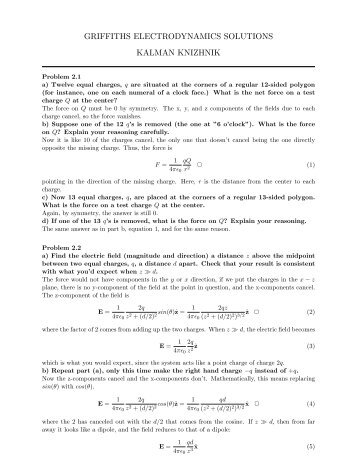 GRIFFITHS ELECTRODYNAMICS SOLUTIONS KALMAN KNIZHNIK