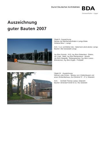 Auszeichnung guter Bauten 2007 - Dhp-sennestadt.de