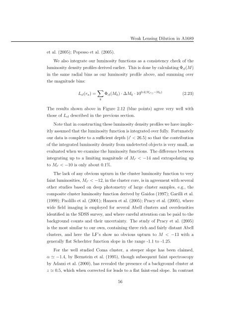 Mass and Light distributions in Clusters of Galaxies - Henry A ...