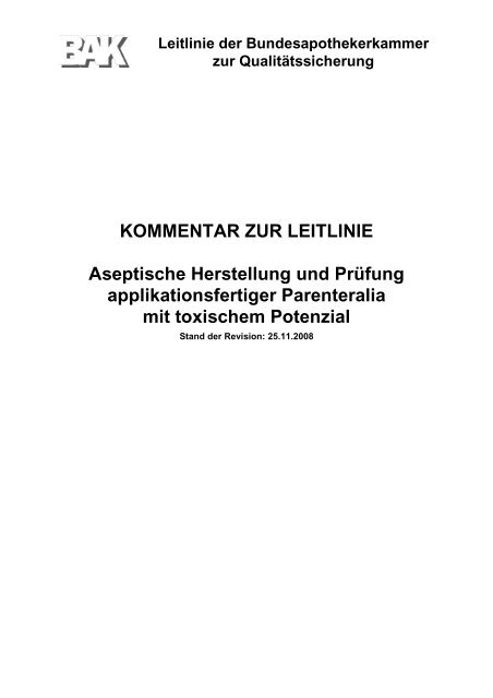 Leitlinie der Bundesapothekerkammer zur ... - pharma4u