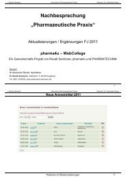 Nachbesprechung „Pharmazeutische Praxis“ - pharma4u