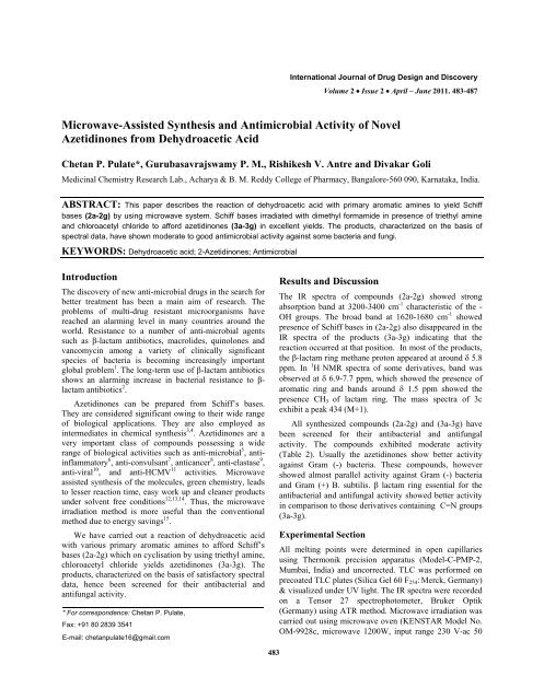 Microwave-Assisted Synthesis and Antimicrobial Activity of Novel ...