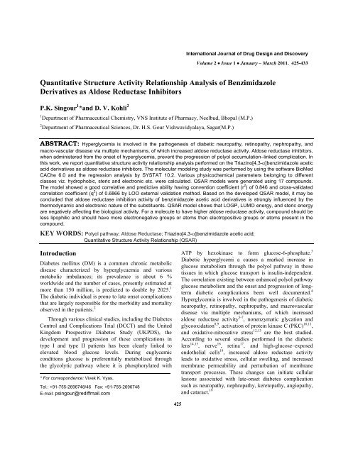 Quantitative Structure Activity Relationship Analysis Of ...