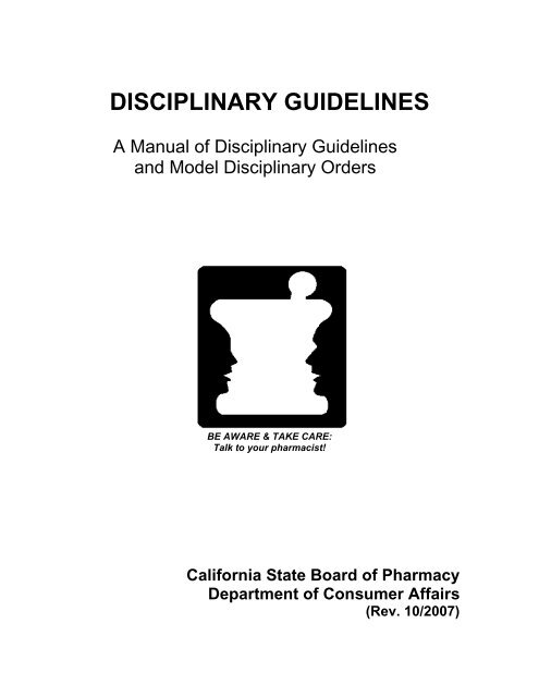 DISCIPLINARY GUIDELINES - Board of Pharmacy - State of California