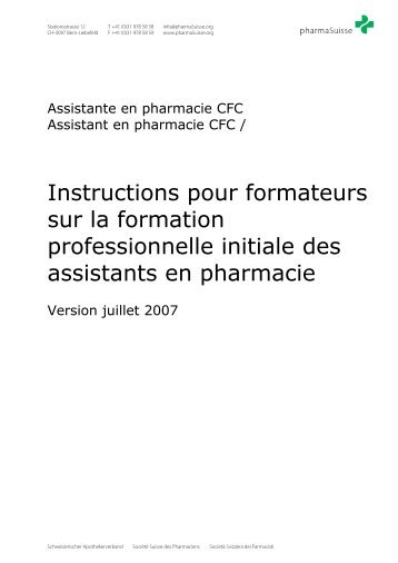 Instructions pour formateurs sur la formation - pharmaSuisse