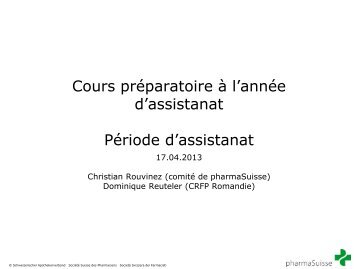 PÃ©riode d'assistanat - pharmaSuisse