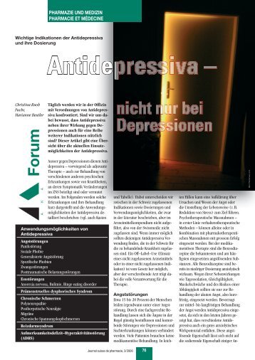 Antidepressiva - nicht nur bei Depressionen - pharmaSuisse