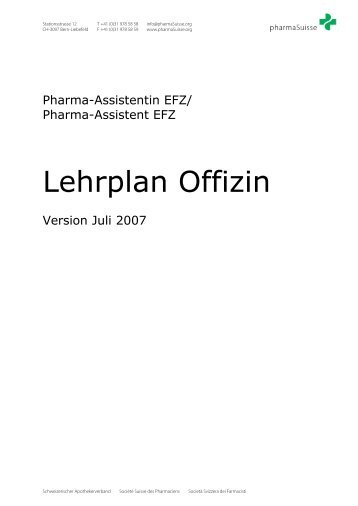 Lehrplan Offizin - pharmaSuisse