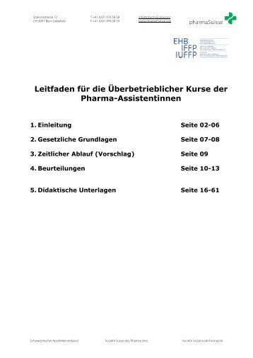 Leitfaden fÃ¼r die Ãberbetrieblicher Kurse der ... - pharmaSuisse