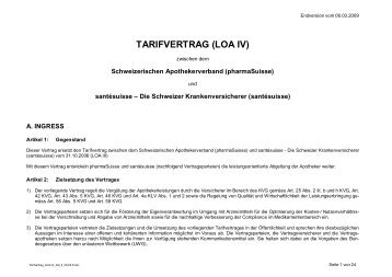 Tarifvertrag (LOA IV) - pharmaSuisse