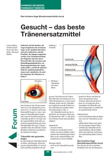 Gesucht â das beste TrÃ¤nenersatzmittel Forum - pharmaSuisse