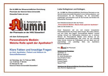 Programm - Pharmazie - Heinrich-Heine-UniversitÃ¤t DÃ¼sseldorf