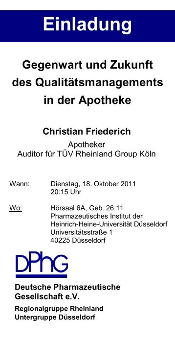 Programm - Pharmazie - Heinrich-Heine-UniversitÃ¤t DÃ¼sseldorf