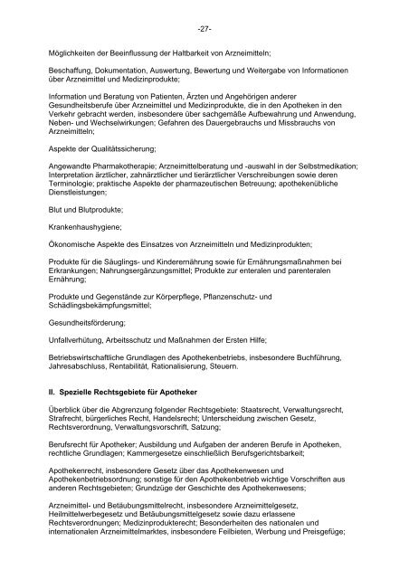 Approbationsordnung fÃ¼r Apotheker (AAppO) - Pharmazie