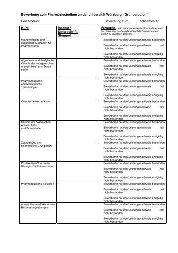 Fragebogen für Grundstudium - Institut für Pharmazie und ...