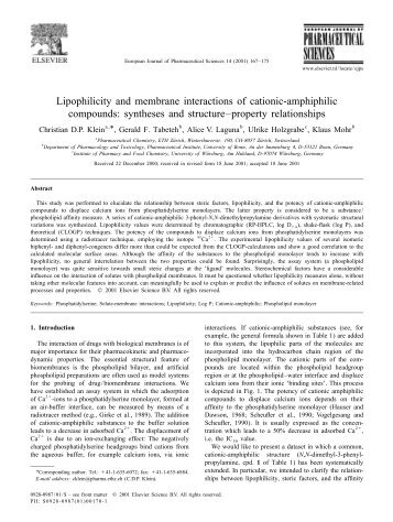 Lipophilicity and membrane interactions of cationic-amphiphilic ...