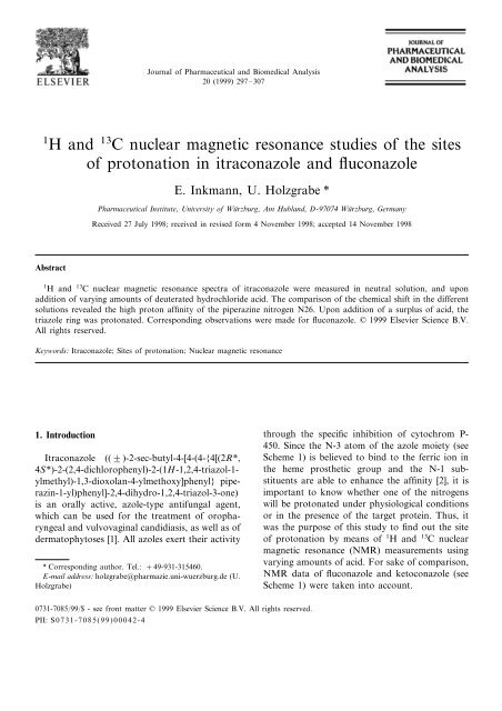 1H and 13C nuclear magnetic resonance studies of the sites of ...