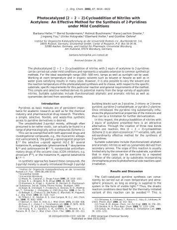 [2 + 2 + 2]-Cycloaddition of Nitriles with Acetylene - Institut für ...