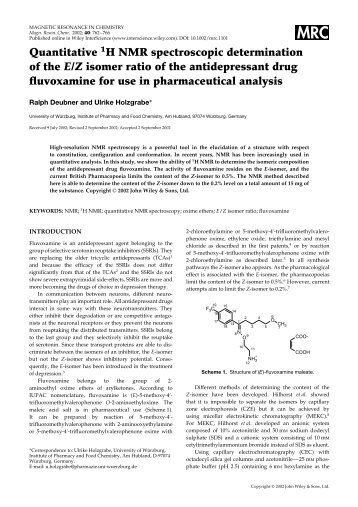 Quantitative H NMR spectroscopic determination of the E/Z isomer ...