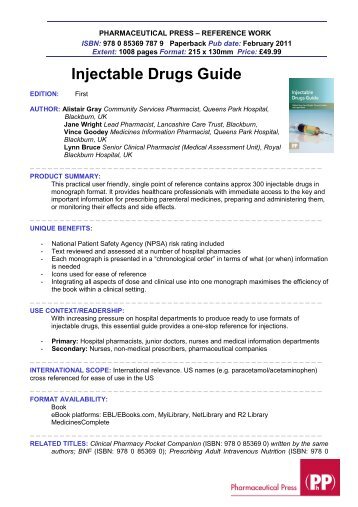 Injectable Drugs Guide - Pharmaceutical Press