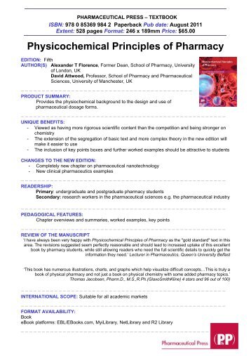 Physicochemical Principles of Pharmacy - Pharmaceutical Press