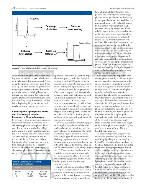 The Role of the Column in Preparative HPLC - Chromatography ...