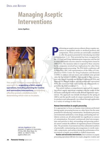 Managing Aseptic Interventions - Pharmaceutical Technology