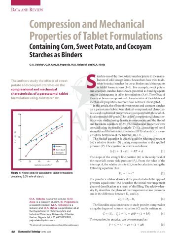 Compression and Mechanical Properties of Tablet Formulations