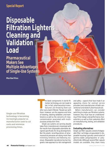 Disposable Filtration Lightens Cleaning and Validation Load ...