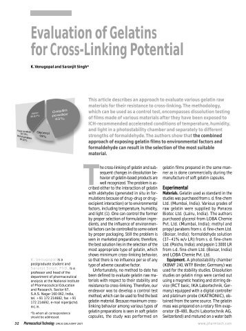 Evaluation Of Gelatins For Cross-Linking Potential - Pharmaceutical ...