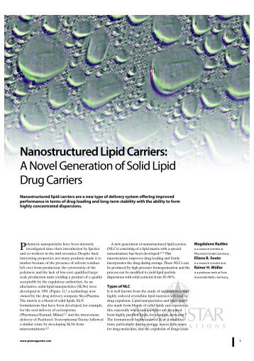 Nanostructured Lipid Carriers - Pharmaceutical Technology
