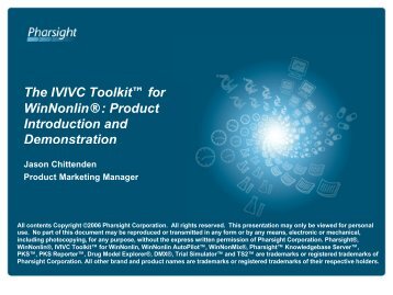 The IVIVC Toolkit™ for WinNonlin - Pharsight