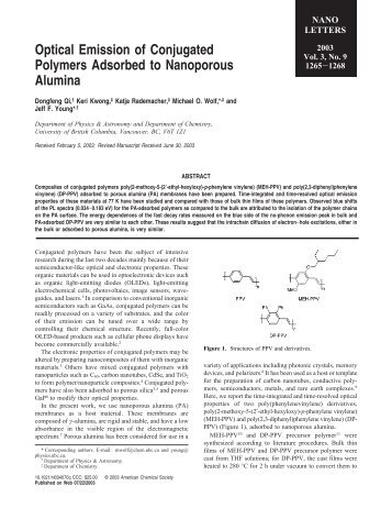 Optical Emission of Conjugated Polymers Adsorbed to Nanoporous ...