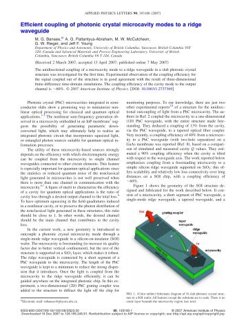 Efficient coupling of photonic crystal microcavity modes to a ridge ...